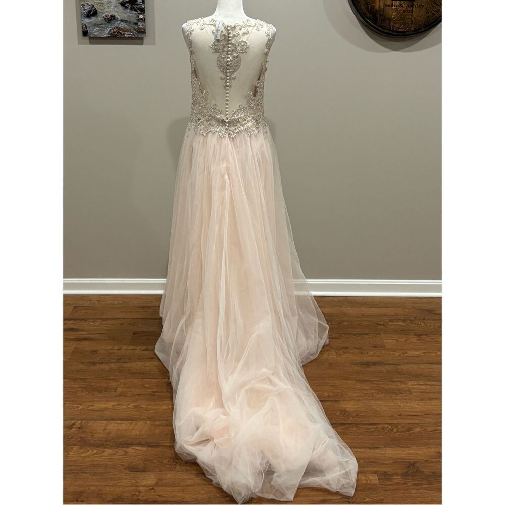 Rebecca Ingram Women's Amanda Lace Tulle Wedding Dress Ivory Blush Pink Size 14 - Picture 4 of 11